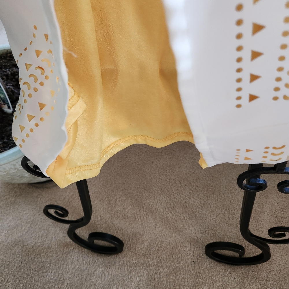 Aryeh Ivory Geometric Eyelet Dress With Vibrant Yellow Lining - Size Small - Picture 5 of 10